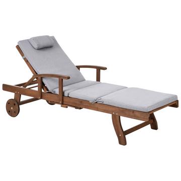 Sonnenliege mit Kissen aus Akazienholz Klassisch AMANTEA PREMIUM