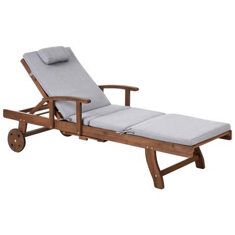 Beliani Sonnenliege mit Kissen aus Akazienholz Klassisch AMANTEA PREMIUM  