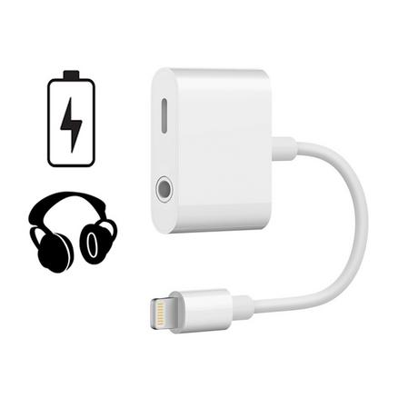 B2X  Lightning-auf-3,5-mm-Adapter für Sound und Aufladen, 12 W, 10 cm – Weiß 