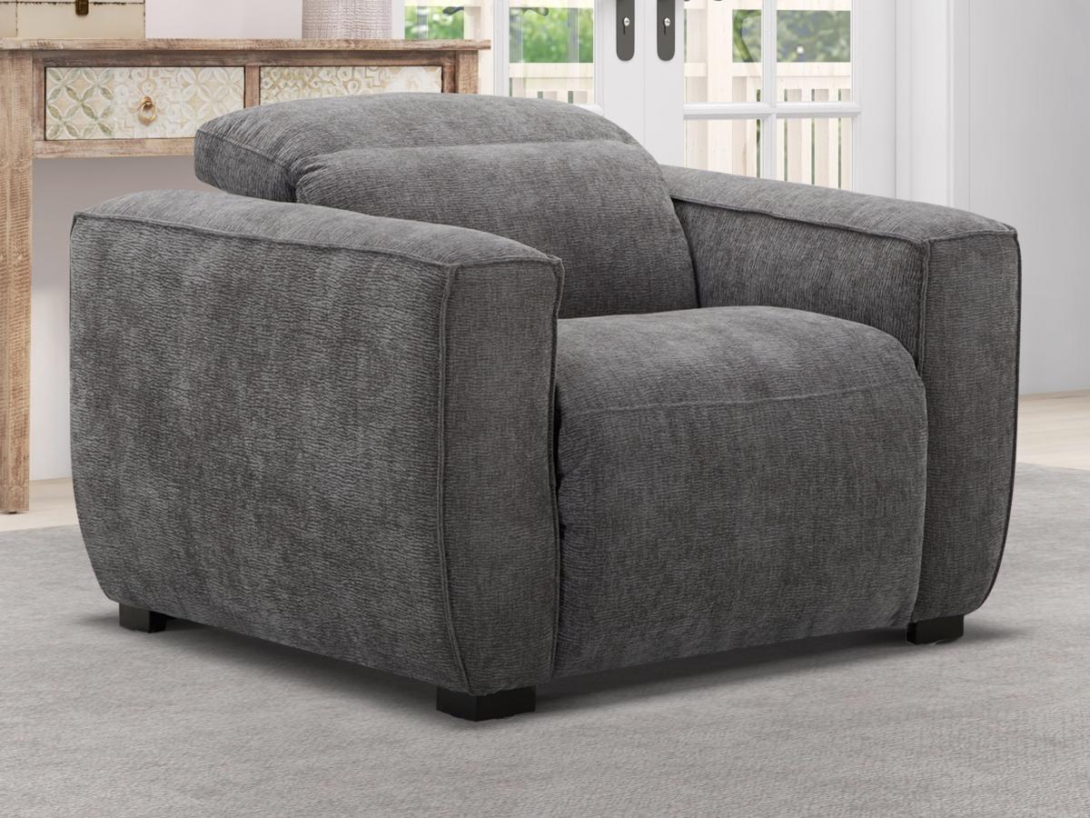 Maison Céphy Fauteuil relax électrique en tissu gris LAGUNDI  