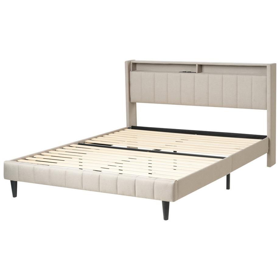 Beliani Letto con LED en Tessuto  BEAULIEU  