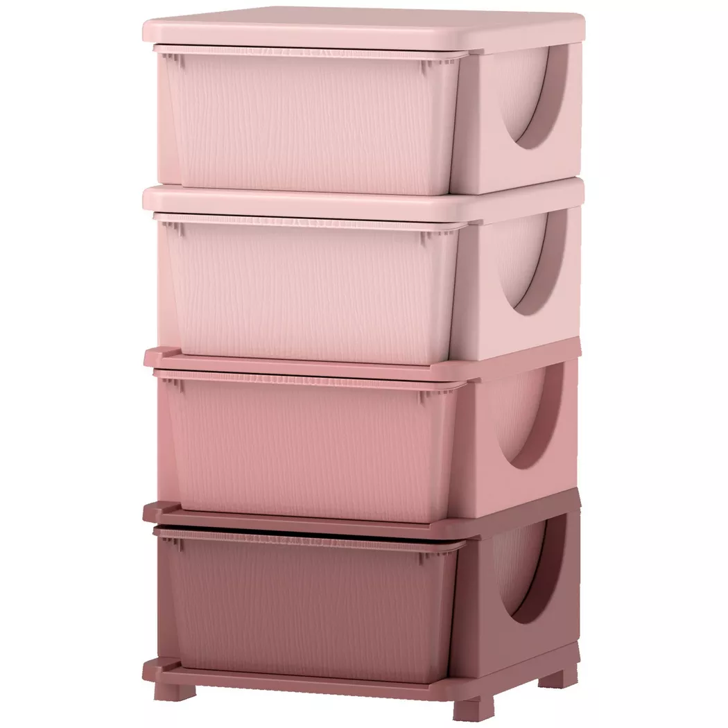 Northio - Cassettiera per la cameretta dei bambini, organizer per giocattoli a 4 livelli, colore rosa, 76 CM