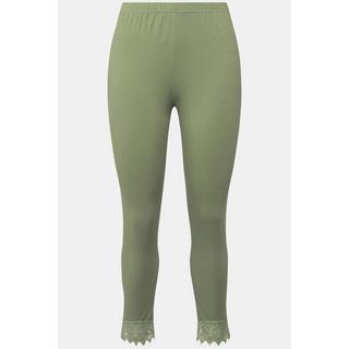 Ulla Popken  Legging 7/8, bordure en dentelle, coton bio 