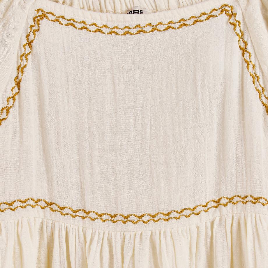 La Redoute Collections  Besticktes kurzärmeliges Kleid aus Baumwollgaze 