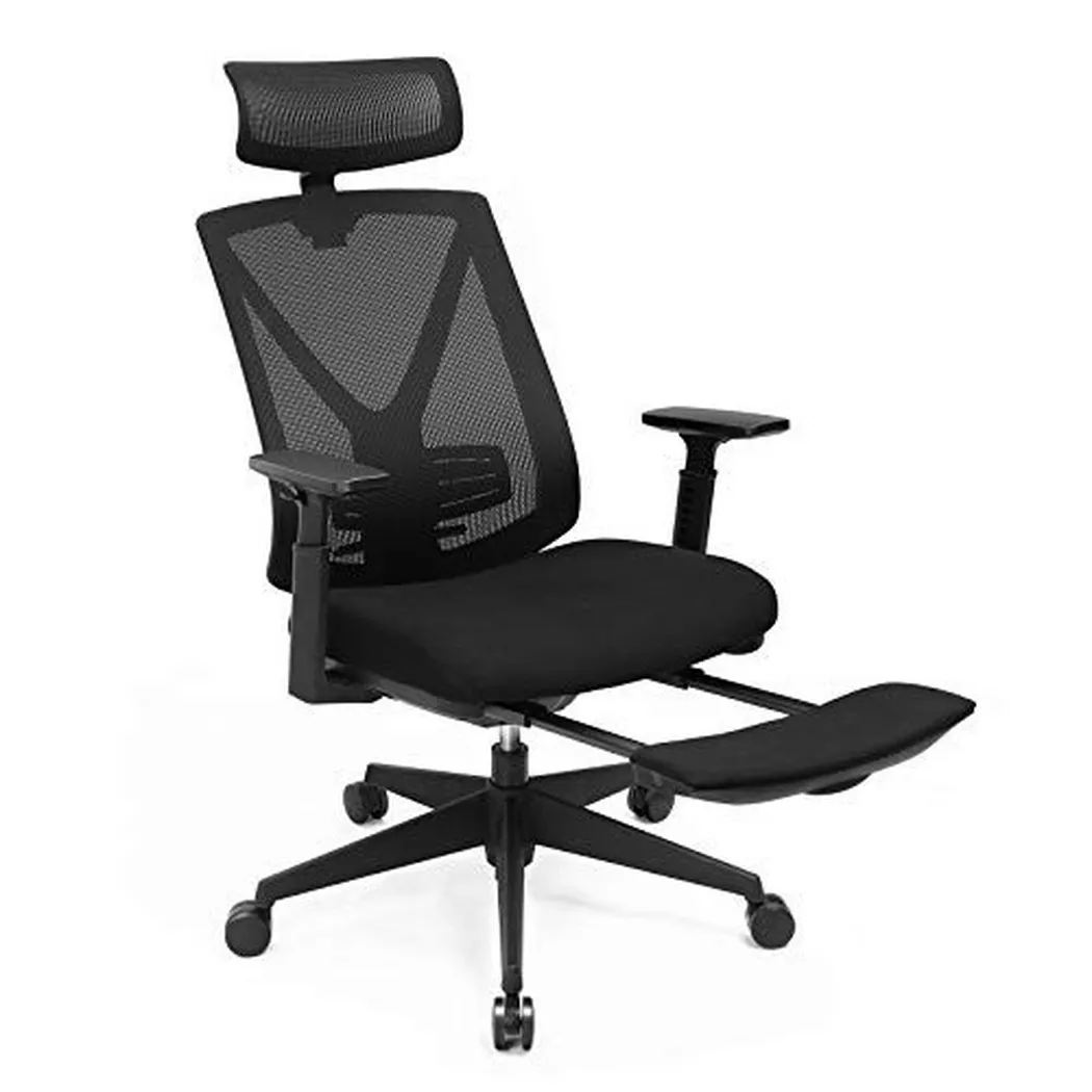 Pricenet – Ergonomischer Bürostuhl mit Fußstütze und Lordosenstütze, 117 x 91 cm