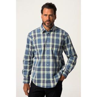 JP1880  Camicia a quadri dalla vestibilità moderna con maniche lunghe e colletto ad apertura inglese blu cobalto 