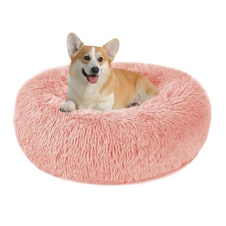 Alopini  Hundebett Katzenbett Flauschig rund aus Plüsch - Donut Kuscheliges Hundekissen Hundekorb 