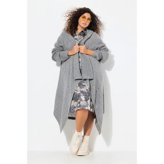 Ulla Popken Strickjacke Zipfelsaum A-Linie offene Form Langarm  