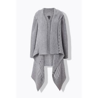 Ulla Popken Strickjacke Zipfelsaum A-Linie offene Form Langarm  