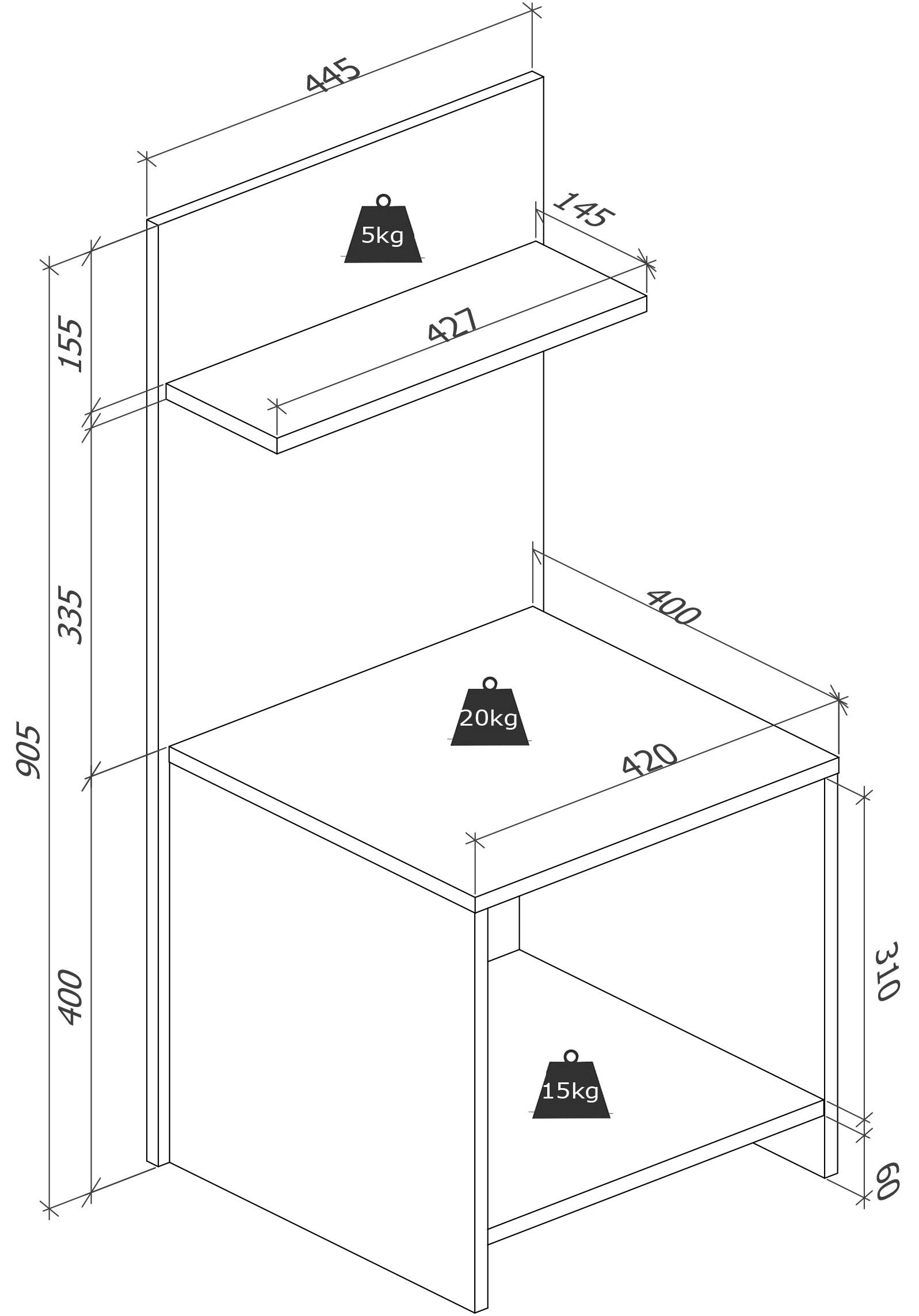 VCM Hoher Nachttisch Nachtschrank Malisa  