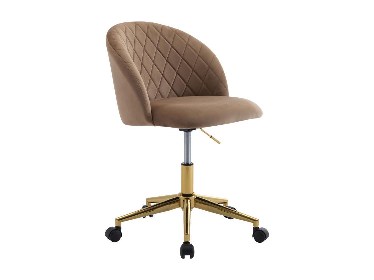 Vente-unique Chaise de bureau - Velours - Beige et doré - Hauteur réglable - PORIANI  