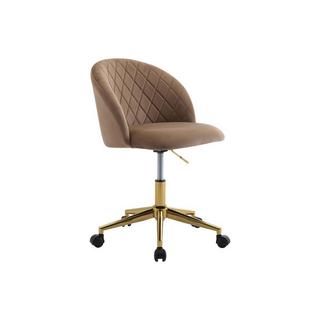 Vente-unique Chaise de bureau - Velours - Beige et doré - Hauteur réglable - PORIANI  