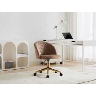 Vente-unique Bürostuhl höhenverstellbar - Samt - Beige & Goldfarben - PORIANI  