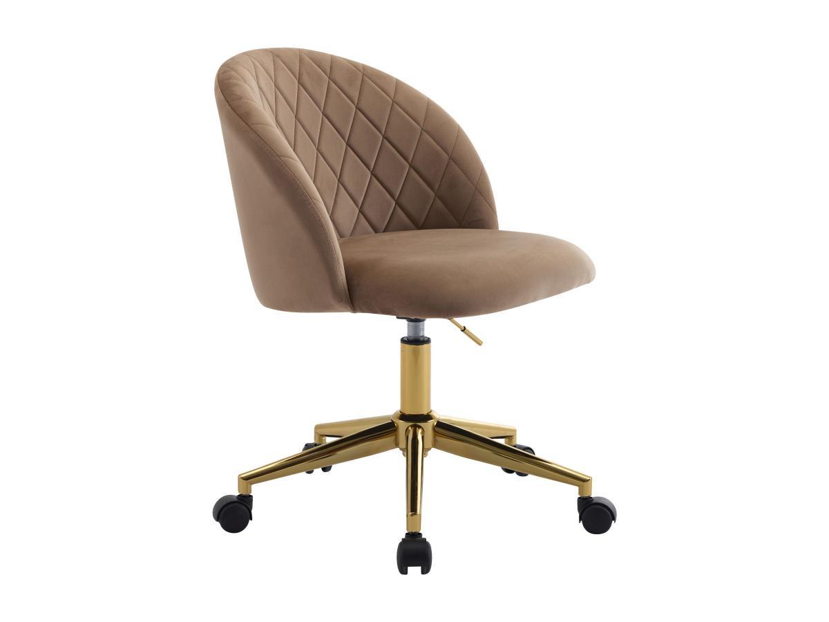 Vente-unique Chaise de bureau - Velours - Beige et doré - Hauteur réglable - PORIANI  