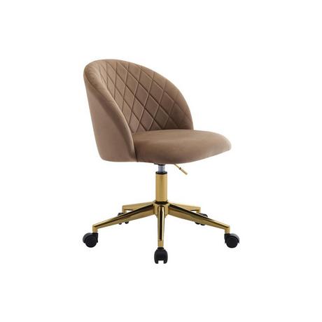 Vente-unique Chaise de bureau - Velours - Beige et doré - Hauteur réglable - PORIANI  