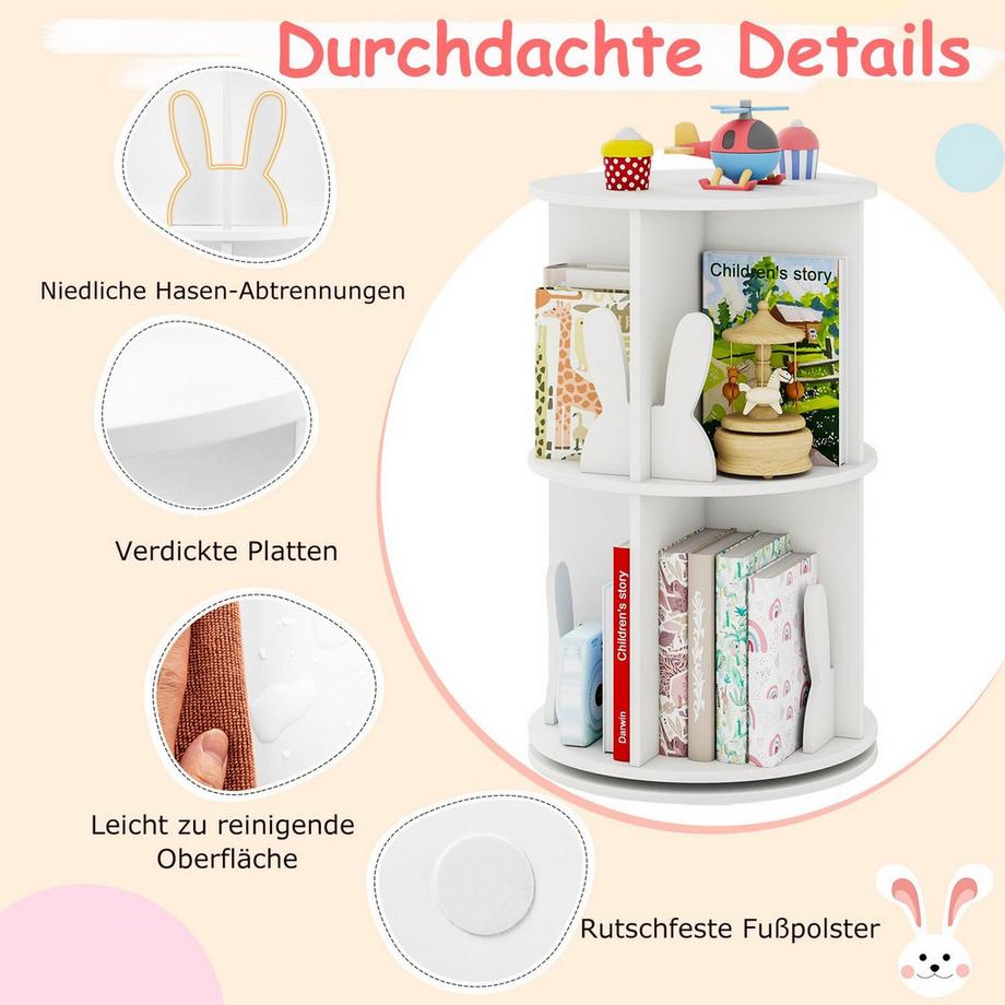 Northix Drehbares Kinderbücherregal, 2-stufig  