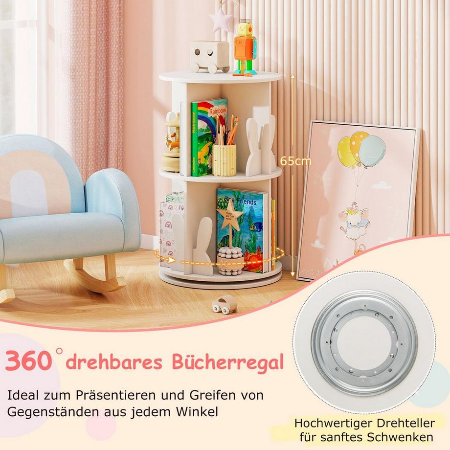 Northix Drehbares Kinderbücherregal, 2-stufig  