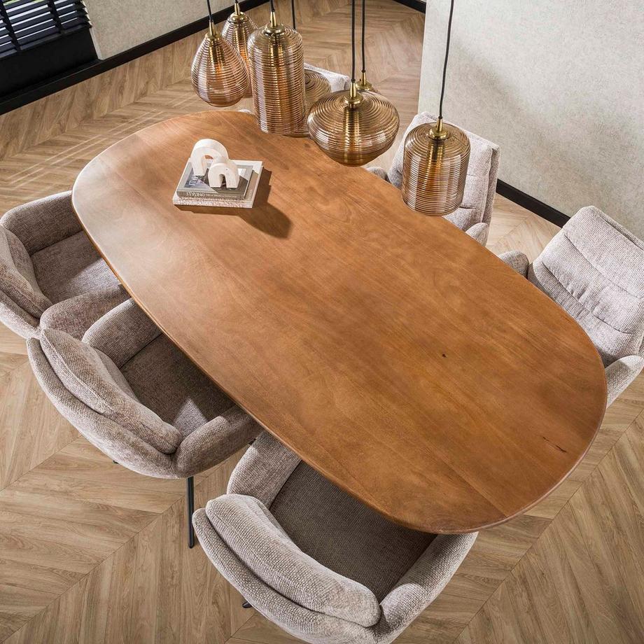 mutoni Table en bois massif Cliff mangue sable 180x95  
