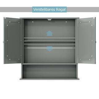 Northix Spiegelschrank Badschrank Hängeschrank 56,5 x 13,5 x 58,5 cm Grau  