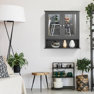 Northix Spiegelschrank Badschrank Hängeschrank 56,5 x 13,5 x 58,5 cm Grau  