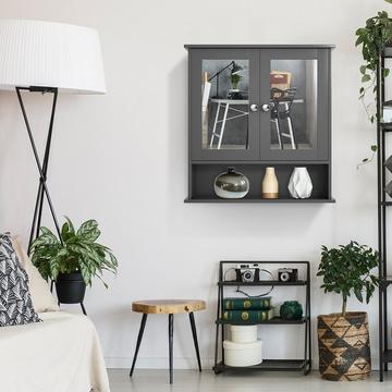 Spiegelschrank Badschrank Hängeschrank 56,5 x 13,5 x 58,5 cm Grau