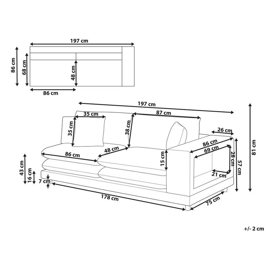 Beliani Canapé 2 places en Tissu Moderne HEDEN  