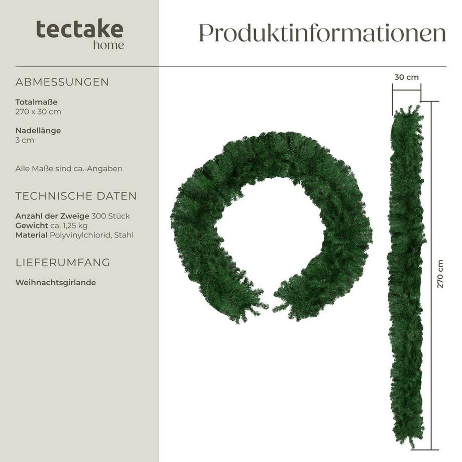 Tectake Guirlande de Noël  Aspect naturel  