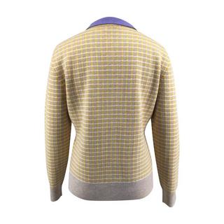 Bellemere New York  Pullover in tweed merino con colletto polo perlato 