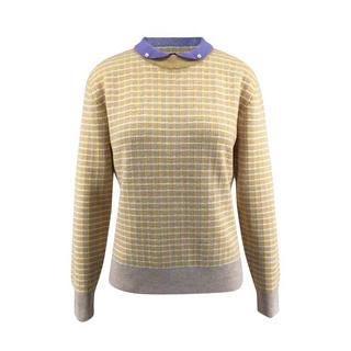 Bellemere New York  Pullover in tweed merino con colletto polo perlato 