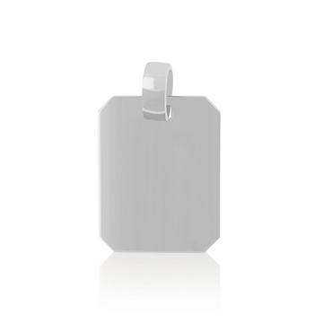 Pendentif plaque à  graver rectangulaire en or blanc 750, 24x15mm