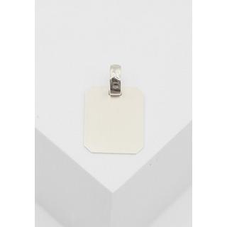 MUAU Schmuck  Pendentif plaque à  graver rectangulaire en or blanc 750, 24x15mm 