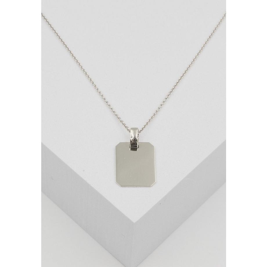 MUAU Schmuck  Anhänger Gravurplatte rechteckig Weissgold 750, 24x15mm 