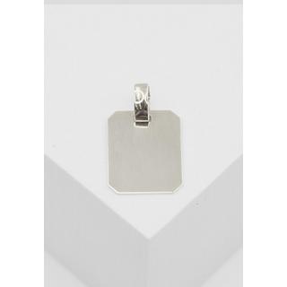 MUAU Schmuck  Pendentif plaque à  graver rectangulaire en or blanc 750, 24x15mm 