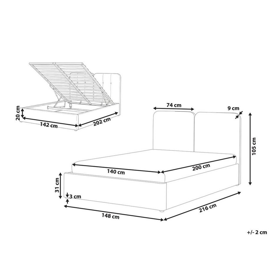 Beliani Letto contenitore en Tessuto Moderno ARBOIS  