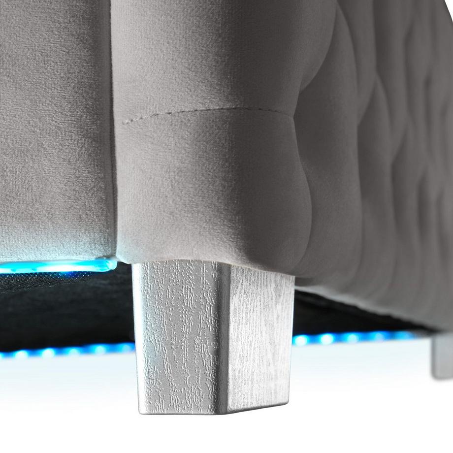 Tectake Bettset  Polsterbett in Samtoptik mit Steppmuster Matratze mit Komfortschaumkern, 2 Härtegrade (H2 & H3)  
