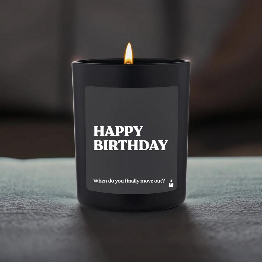 CandleHand Duftkerze Flowery HAPPY BIRTHDAY - When do you finally move out?  