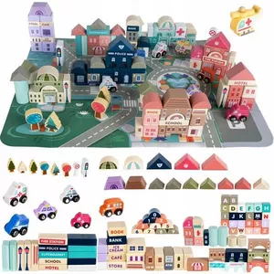 Ensemble de jeu, cubes en bois - Ville