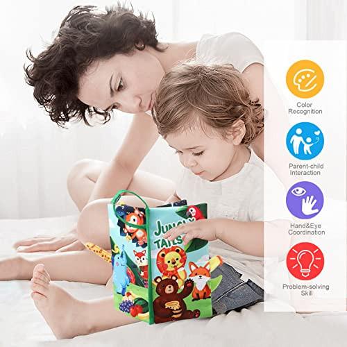 Activity-board  Jouet sensoriel 0 mois, livre bébé livre en tissu, livre d'images 3D livre en tissu livre craquelé bébé avec papier bruissant 