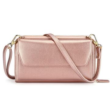 Kleines Portemonnaie mit Kreditkartenfächern, Handytasche mit Reißverschluss um 2 Riemen