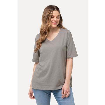 T-shirt con rilievi, scollo a V e mezze maniche