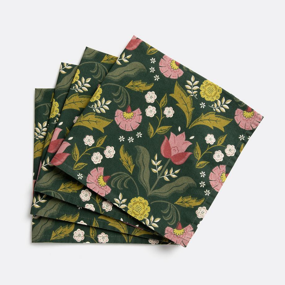 Lot 4 serviettes de table coton lavé