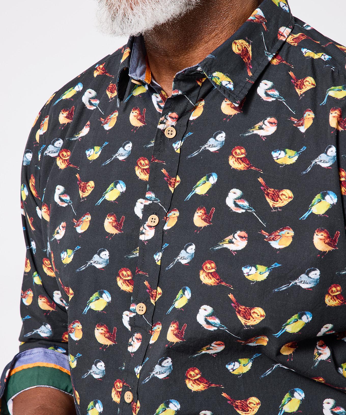 Joe Browns Hemd mit Vogelmuster Langarm  