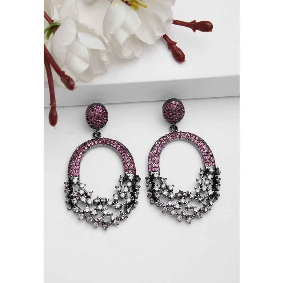 AVANT-GARDE PARIS  Collection Diva Boucles d'oreilles creuses rouges scintillantes en zirconia 