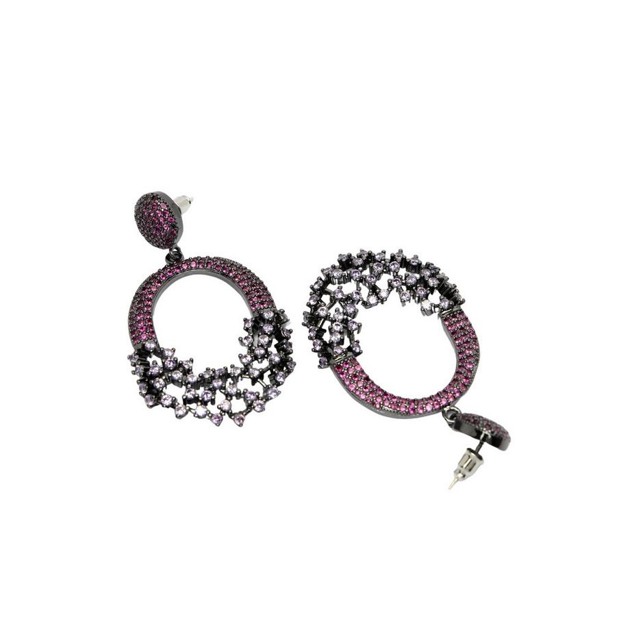 AVANT-GARDE PARIS  Collection Diva Boucles d'oreilles creuses rouges scintillantes en zirconia 