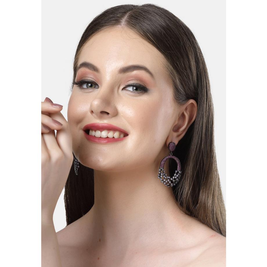 AVANT-GARDE PARIS  Collection Diva Boucles d'oreilles creuses rouges scintillantes en zirconia 