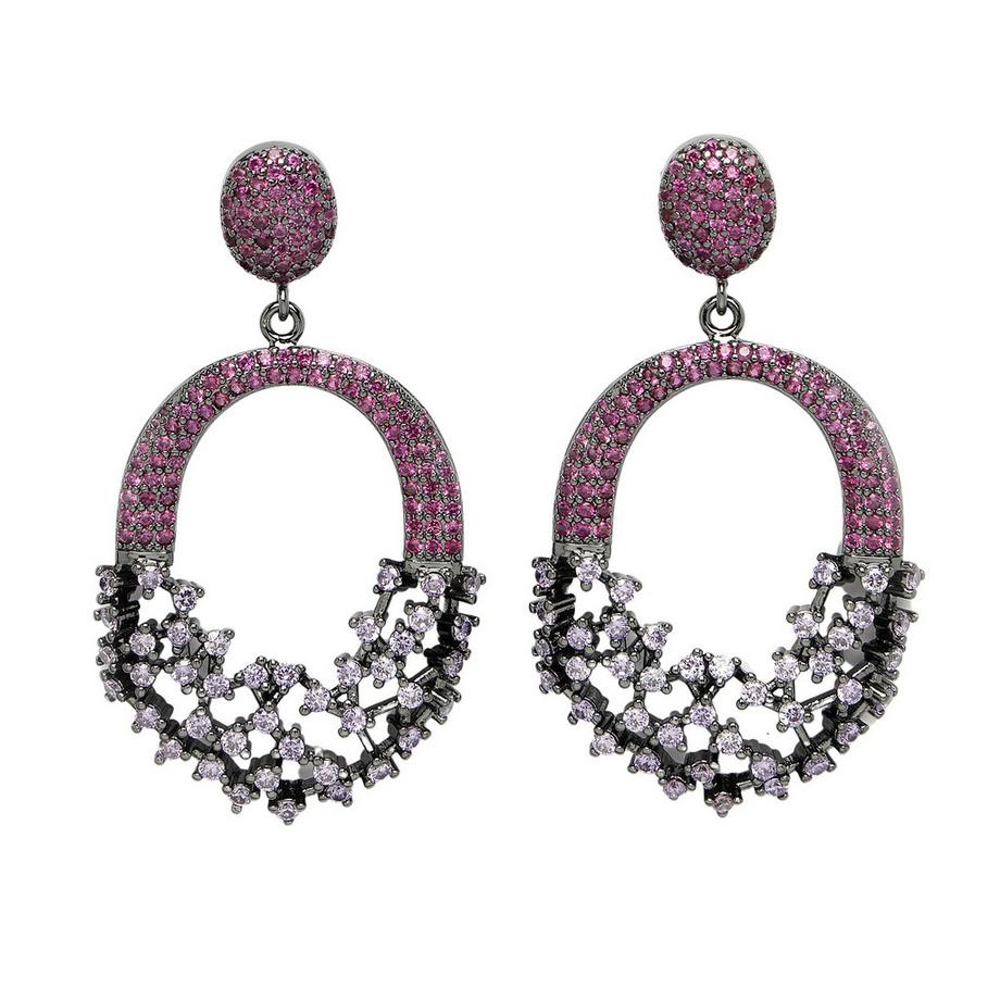 Collection Diva Boucles d'oreilles creuses rouges scintillantes en zirconia