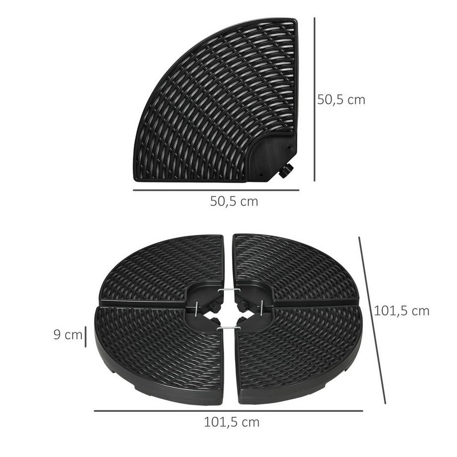 Northio Poids De Parasol Pour Parasol Déporté, Résistant Aux Intempéries, 52 Kg D'Eau/68 Kg De Sable, Hdpe  