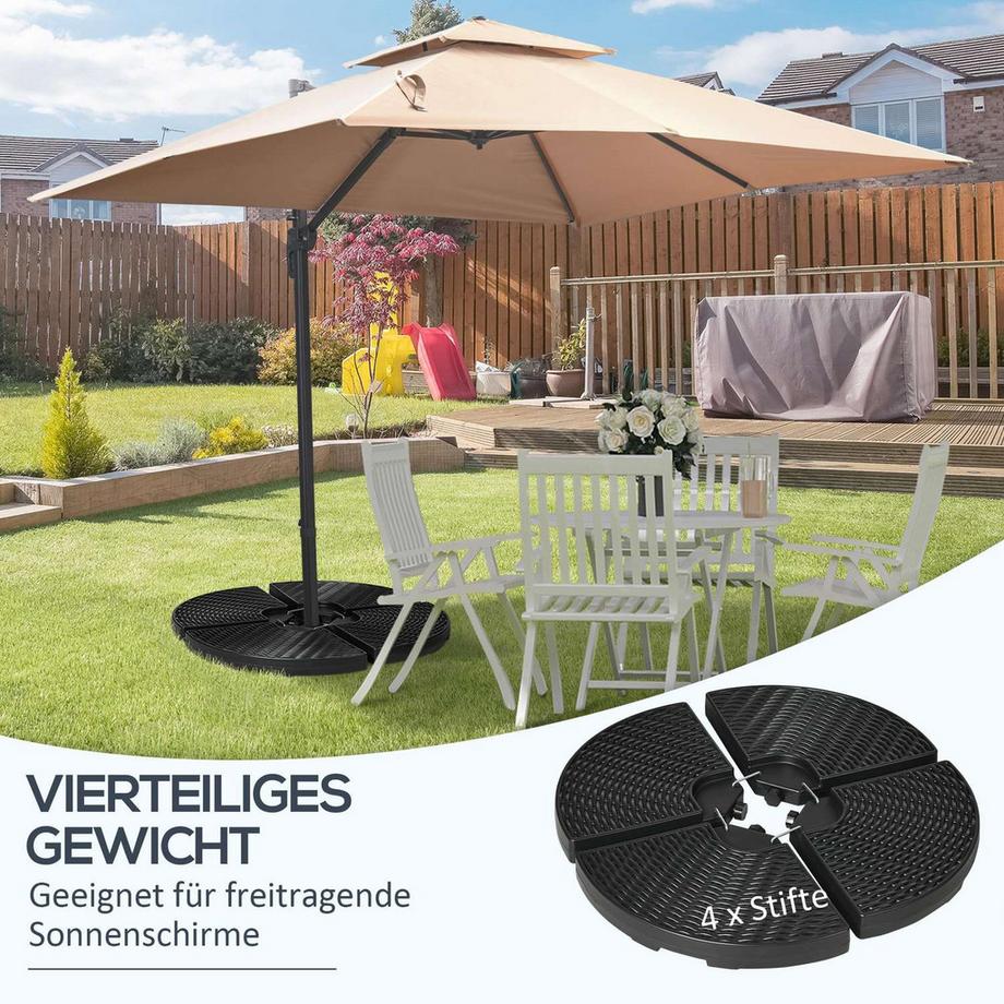 Northio Poids De Parasol Pour Parasol Déporté, Résistant Aux Intempéries, 52 Kg D'Eau/68 Kg De Sable, Hdpe  