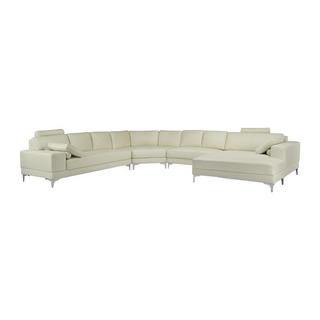 LINEA SOFA Canapé panoramique 7 places cuir supérieur DONATELLO II Ivoire Angle droit  