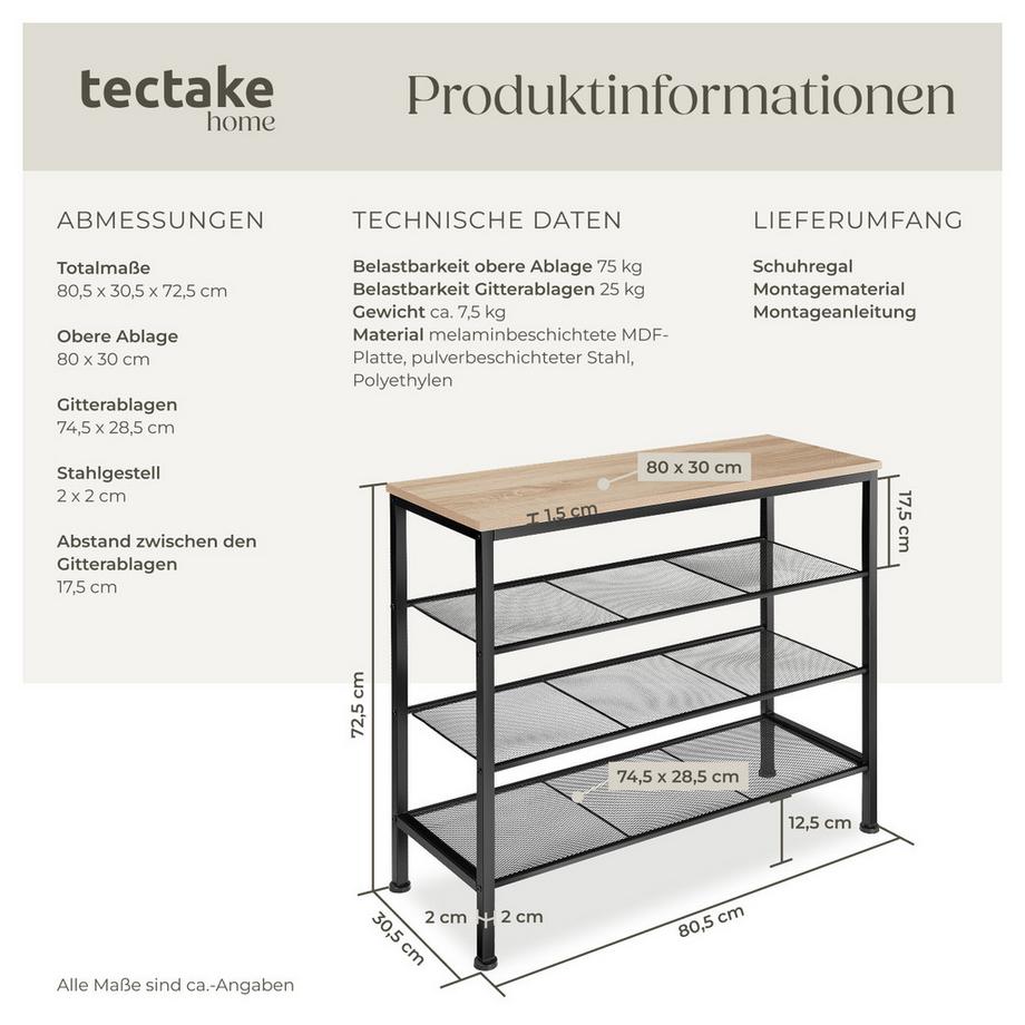Tectake Scarpiera Newport stile industriale  